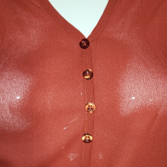 Mine Rust Button-Front Blouse - Picture 3 of 6